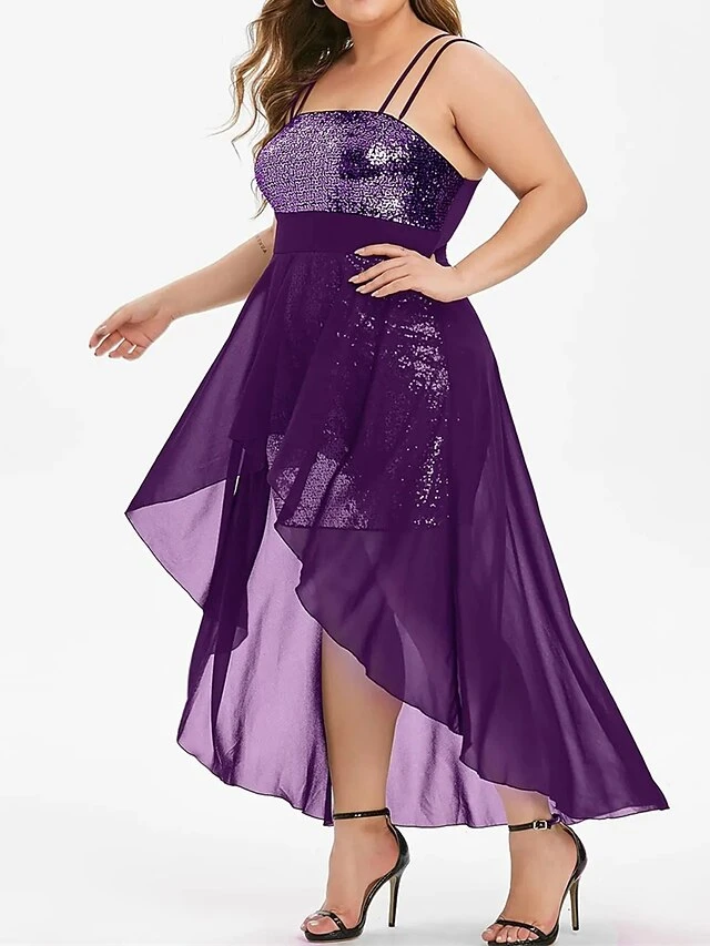 Women's Plus Size Prom Dress Party Dress Sequin Dress Long Dress Maxi Dress Black Wine Purple Sleeveless Pure Color Sequins Spring Fall Winter Spaghetti Strap Fashion Wedding Guest Birthday Evening 10 Women's Plus Size Prom Dress Party Dress Sequin Dress Long Dress Maxi Dress Black Wine Purple Sleeveless Pure Color Sequins Spring Fall Winter Spaghetti Strap Fashion Wedding Guest Birthday Evening - Image 10