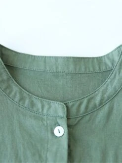 Women's Shirt Dress Casual Dress Cotton Linen Dress Midi Dress Linen / Cotton Blend Basic Classic Outdoor Daily Vacation Stand Collar Button 3/4 Length Sleeve Spring Fall Autumn 2023 Loose Fit Blue -HAYz Clothing Shop bzjuva1693967788053