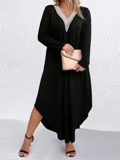 Women's Plus Size Curve Casual Dress Swing Dress Black Dress Color Block Midi Dress Long Sleeve Patchwork Asymmetric V Neck Fashion Outdoor Black Fall Winter XL XXL 3XL 7 Women's Plus Size Curve Casual Dress Swing Dress Black Dress Color Block Midi Dress Long Sleeve Patchwork Asymmetric V Neck Fashion Outdoor Black Fall Winter XL XXL 3XL -HAYz Clothing Shop cadonb1694660804558