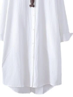 Women's Shirt Dress Casual Dress Cotton Dress Midi Dress Cotton Blend Basic Classic Outdoor Office Daily Shirt Collar Button Pocket Long Sleeve Summer Spring Fall 2023 Loose Fit White Plain M L XL -HAYz Clothing Shop calekp1681958488355