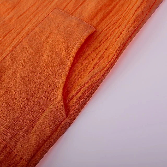 Women‘s Casual Dress Cotton Linen Dress Shift Dress Knee Length Dress Gray Khaki Orange Dark Gray Long Length Sleeve Pure Color Pocket Button Spring Summer Fall Crew Neck Basic Loose S M L XL XXL 4 Women‘s Casual Dress Cotton Linen Dress Shift Dress Knee Length Dress Gray Khaki Orange Dark Gray Long Length Sleeve Pure Color Pocket Button Spring Summer Fall Crew Neck Basic Loose S M L XL XXL - Image 4