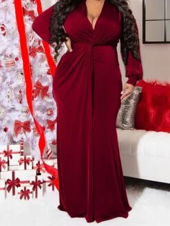 Women‘s Plus Size Curve Party Dress Solid Color V Neck Long Sleeve Winter Fall Elegant Formal Maxi Long Dress Party Club Dress 14 Women‘s Plus Size Curve Party Dress Solid Color V Neck Long Sleeve Winter Fall Elegant Formal Maxi Long Dress Party Club Dress -HAYz Clothing Shop cbinok1669705016380