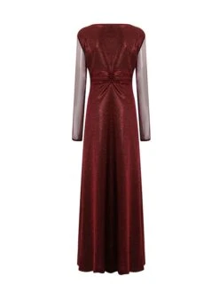Women's Plus Size Curve Party Dress Sheath Dress Burgundy Dress Solid Color Plain Long Dress Maxi Dress Long Sleeve V Neck Fashion Party Black Wine Fall Winter L XL XXL 3XL 4XL -HAYz Clothing Shop cbyknp1695018860512