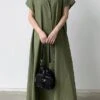 Women's Shirt Dress Casual Dress Maxi Long Dress Outdoor Daily Cotton Linen Basic Classic Shirt Collar Button Short Sleeve Summer Spring 2023 Loose Fit Navy Blue Brown Green Pure Color S M L XL XXL