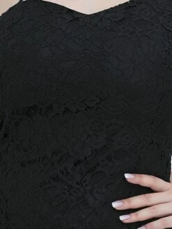 Women's Plus Size Prom Dress Party Dress Lace Dress Long Dress Maxi Dress Black Pink Wine Long Sleeve Pure Color Lace Spring Fall Winter Cold Shoulder Fashion Wedding Guest Birthday Evening Party 2023 -HAYz Clothing Shop cdwpea1693535470680