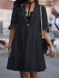 Women's Shirt Dress Casual Dress Mini Dress Outdoor Daily Cotton Basic Classic Shirt Collar Button Long Sleeve Summer Spring Fall 2023 Loose Fit Black White Navy Blue Pure Color S M L XL 2XL 8 Women's Shirt Dress Casual Dress Mini Dress Outdoor Daily Cotton Basic Classic Shirt Collar Button Long Sleeve Summer Spring Fall 2023 Loose Fit Black White Navy Blue Pure Color S M L XL 2XL -HAYz Clothing Shop cealyo1690436498692