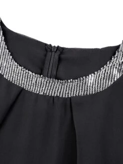 Women‘s Plus Size Curve Work Dress Chiffon Dress Swing Dress Fashion Midi Dress Layered Fake Two Piece Crew Neck 3/4 Length Sleeve Plain Regular Fit Black Red Navy Blue Summer Spring -HAYz Clothing Shop cenudm1691042505009