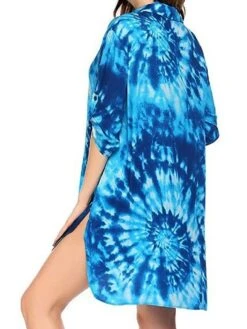 Women's Shirt Dress Beach Dress Beach Wear Mini Dress Button Plus High Low Casual Leopard Turndown 3/4 Length Sleeve Loose Fit Outdoor Daily Azure Black 2023 Spring Summer S M L XL -HAYz Clothing Shop cfuoim1676892558966