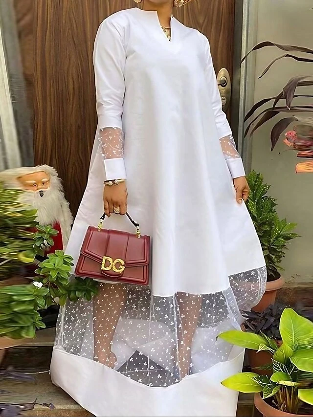 Women‘s Plus Size Curve Work Dress Floral V Neck Lace Long Sleeve Fall Winter Work Elegant Maxi Long Dress Work Work Dress Dress 1 Women‘s Plus Size Curve Work Dress Floral V Neck Lace Long Sleeve Fall Winter Work Elegant Maxi Long Dress Work Work Dress Dress