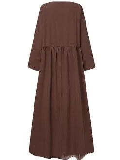 Women's Plus Size Work Dress Black Dress White Dress Fashion Long Dress Maxi Dress Ruched Patchwork Crew Neck Long Sleeve Plain Loose Fit Black White Brown Fall L XL XXL 3XL 4XL -HAYz Clothing Shop cgciqn1693374224340