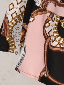 Women's Plus Size Curve Casual Dress Chiffon Dress A Line Dress Geometric Color Block Midi Dress Long Sleeve Lace Up Print Stand Collar Fashion Daily Pink Blue Fall Winter L XL XXL 3XL 4XL -HAYz Clothing Shop cgpaek1695025298070