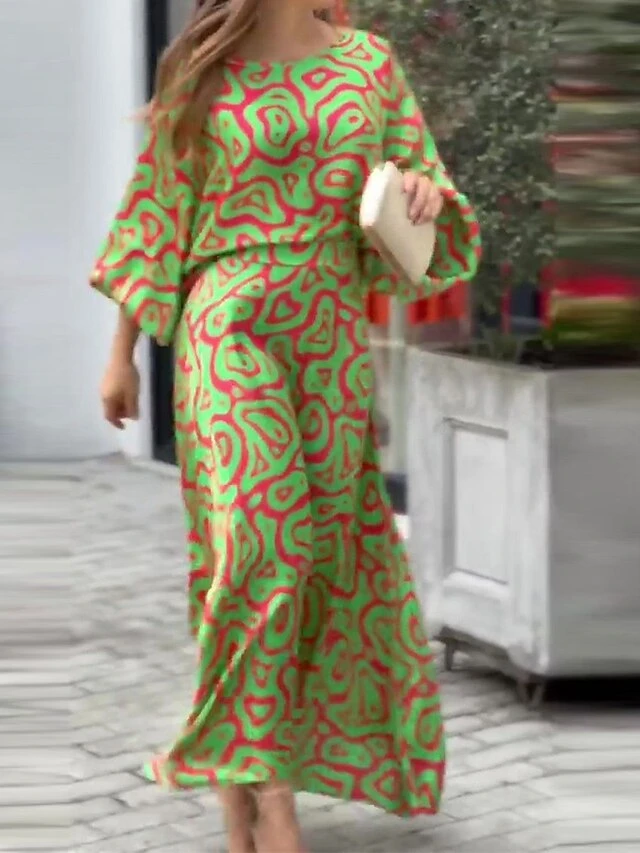 Women's Two Piece Dress Set Casual Dress Skirt Set Daily Vacation Fashion Casual Print Long Dress Maxi Dress Crew Neck Long Sleeve Floral Stripe Loose Fit White Blue Sky Blue Summer Spring S M L XL 7 Women's Two Piece Dress Set Casual Dress Skirt Set Daily Vacation Fashion Casual Print Long Dress Maxi Dress Crew Neck Long Sleeve Floral Stripe Loose Fit White Blue Sky Blue Summer Spring S M L XL - Image 7