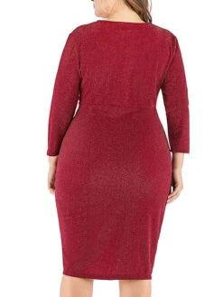 Women‘s Plus Size Curve Work Dress Sheath Dress Semi Formal Dress Fashion Midi Dress Ruffle V Neck Long Sleeve Plain Regular Fit Black Wine Fall Winter XL XXL 3XL 4XL 5XL 11 Women‘s Plus Size Curve Work Dress Sheath Dress Semi Formal Dress Fashion Midi Dress Ruffle V Neck Long Sleeve Plain Regular Fit Black Wine Fall Winter XL XXL 3XL 4XL 5XL -HAYz Clothing Shop cifwjp1691401474885