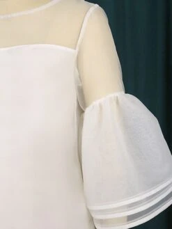 Women's Plus Size Curve Party Dress Cocktail Dress White Dress Plain Mini Dress 3/4 Length Sleeve Mesh Crew Neck Fashion Party White Fall Winter XL XXL 3XL 4XL -HAYz Clothing Shop cmevtg1694425968323