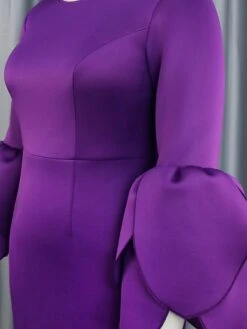 Women's Plus Size Curve Party Dress Cocktail Dress Work Dress Plain Midi Dress Long Sleeve Crew Neck Fashion Party Purple Fall Winter XL XXL 3XL 4XL -HAYz Clothing Shop cmhnee1694151481796