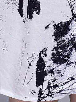 Women's Two Piece Dress Set Casual Dress Cotton Linen Dress Daily Holiday Fashion Streetwear Pocket Drawstring Midi Dress Crew Neck Long Sleeve Painting Print Loose Fit Black Dark Blue Fall Winter M -HAYz Clothing Shop cmndnn1694068679380