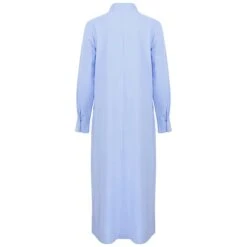 Women's Cotton Dress Pajamas Nightgown Nighty Pure Color Retro Comfort Home Daily Stand Collar Long Sleeve Button Summer Fall Spring White Blue -HAYz Clothing Shop cnsvqn1665286286696