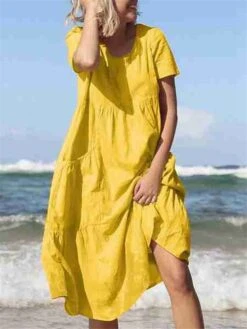 Women's Casual Dress Cotton Linen Dress Swing Dress Midi Dress Polyester Basic Classic Outdoor Daily Vacation Crew Neck Pocket Short Sleeve Summer Spring 2023 Loose Fit Black Yellow Blue Plain M L XL 11 Women's Casual Dress Cotton Linen Dress Swing Dress Midi Dress Polyester Basic Classic Outdoor Daily Vacation Crew Neck Pocket Short Sleeve Summer Spring 2023 Loose Fit Black Yellow Blue Plain M L XL -HAYz Clothing Shop cpbnsa1691067933370