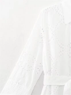 Women's Shirt Dress Casual Dress Midi Dress Outdoor Daily Vacation Cotton Fashion Modern Shirt Collar Lace Up Button Long Sleeve Fall Winter 2023 Regular Fit White Pure Color XS S M L -HAYz Clothing Shop crytse1695644909929