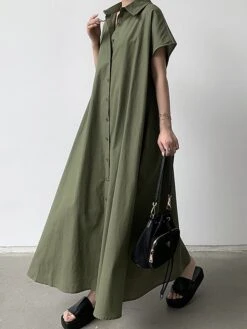 Women's Shirt Dress Casual Dress Maxi Long Dress Outdoor Daily Cotton Linen Basic Classic Shirt Collar Button Short Sleeve Summer Spring 2023 Loose Fit Navy Blue Brown Green Pure Color S M L XL XXL 25 Women's Shirt Dress Casual Dress Maxi Long Dress Outdoor Daily Cotton Linen Basic Classic Shirt Collar Button Short Sleeve Summer Spring 2023 Loose Fit Navy Blue Brown Green Pure Color S M L XL XXL -HAYz Clothing Shop cspcxp1688542114844