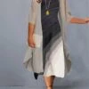 Women‘s Plus Size Curve Casual Dress Dress Set Two Piece Dress Gradient Midi Dress 3/4 Length Sleeve Print Crew Neck Fashion Daily Black Light Grey Spring Summer L XL XXL 3XL 4XL
