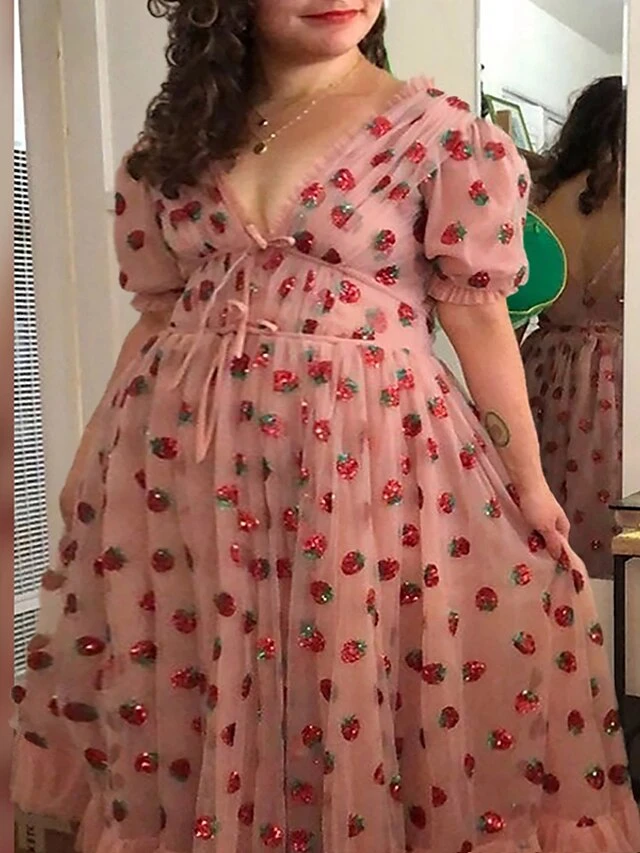 Women‘s Plus Size Curve Holiday Dress Print V Neck Print Half Sleeve Fall Spring Prom Dress Maxi Long Dress Party Daily Dress Graphic 1 Women‘s Plus Size Curve Holiday Dress Print V Neck Print Half Sleeve Fall Spring Prom Dress Maxi Long Dress Party Daily Dress Graphic