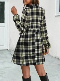 Women's Shirt Dress Casual Dress Mini Dress Outdoor Daily Date Polyester Fashion Casual Shirt Collar Lace Up Button Long Sleeve Spring Fall Winter 2023 Loose Fit Black Red Plaid S M L XL -HAYz Clothing Shop cvapjs1697526673175