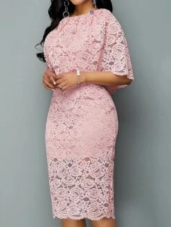 Women‘s Plus Size Curve Flattering Dresses Apple Shaped Dress Wedding Guest Sheath Dress Solid Color Crew Neck Lace Half Sleeve Fall Spring Elegant Knee Length Dress Daily Vacation Dress 6 Women‘s Plus Size Curve Flattering Dresses Apple Shaped Dress Wedding Guest Sheath Dress Solid Color Crew Neck Lace Half Sleeve Fall Spring Elegant Knee Length Dress Daily Vacation Dress -HAYz Clothing Shop cxfnkq1661325321541