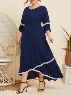 Women's Plus Size Curve Casual Dress Swing Dress A Line Dress Plain Long Dress Maxi Dress 3/4 Length Sleeve Patchwork Plus High Low Crew Neck Fashion Outdoor Dark Blue Fall Winter XL XXL 3XL 4XL 15 Women's Plus Size Curve Casual Dress Swing Dress A Line Dress Plain Long Dress Maxi Dress 3/4 Length Sleeve Patchwork Plus High Low Crew Neck Fashion Outdoor Dark Blue Fall Winter XL XXL 3XL 4XL -HAYz Clothing Shop cxrumo1695266920351