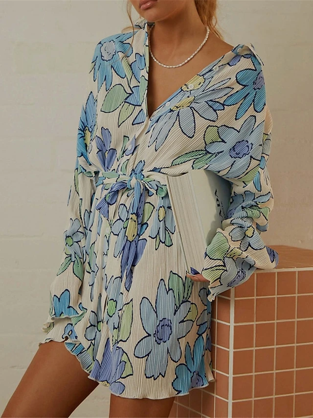 Women's Shirt Dress Casual Dress Mini Dress Outdoor Daily Vacation Polyester Fashion Modern Shirt Collar Lace Up Button Long Sleeve Spring Fall 2023 Loose Fit ArmyGreen Black Dark Pink Floral Pure 3 Women's Shirt Dress Casual Dress Mini Dress Outdoor Daily Vacation Polyester Fashion Modern Shirt Collar Lace Up Button Long Sleeve Spring Fall 2023 Loose Fit ArmyGreen Black Dark Pink Floral Pure - Image 3