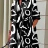 Women's Shirt Dress Casual Dress Midi Dress Outdoor Office Daily Polyester Fashion Modern Shirt Collar Button Pocket Long Sleeve Fall Winter 2023 Loose Fit Black Pink Wine Color Block Graffiti S M L