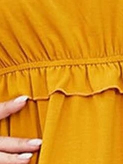Women's Plus Size Prom Dress Party Dress Wedding Guest Dress Long Dress Maxi Dress Yellow Long Sleeve Pure Color Ruffle Fall Winter Autumn Off Shoulder Fashion Winter Dress Evening Party Wedding Guest -HAYz Clothing Shop czclsv1693535311189