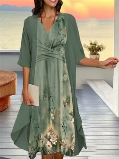 Women's Two Piece Dress Set Casual Dress Chiffon Dress Outdoor Daily Fashion Streetwear Knot Front Print Midi Dress V Neck 3/4 Length Sleeve Floral Regular Fit Pink Blue Purple Fall Winter S M L XL 10 Women's Two Piece Dress Set Casual Dress Chiffon Dress Outdoor Daily Fashion Streetwear Knot Front Print Midi Dress V Neck 3/4 Length Sleeve Floral Regular Fit Pink Blue Purple Fall Winter S M L XL -HAYz Clothing Shop czqitd1693534943897