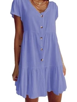 Women's Casual Dress Cotton Linen Dress Swing Dress Mini Dress Cotton Blend Basic Classic Outdoor Daily Vacation V Neck Ruched Button Short Sleeve Summer Spring 2023 Regular Fit White Blue Purple 7 Women's Casual Dress Cotton Linen Dress Swing Dress Mini Dress Cotton Blend Basic Classic Outdoor Daily Vacation V Neck Ruched Button Short Sleeve Summer Spring 2023 Regular Fit White Blue Purple -HAYz Clothing Shop dafavc1687324565832