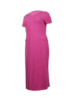 Women‘s Plus Size Curve Casual Dress White Dress Solid Color Midi Dress Short Sleeve Ruched Pocket V Neck Fashion Daily Black White Summer Spring XL XXL 3XL 4XL -HAYz Clothing Shop davuca1681872909908