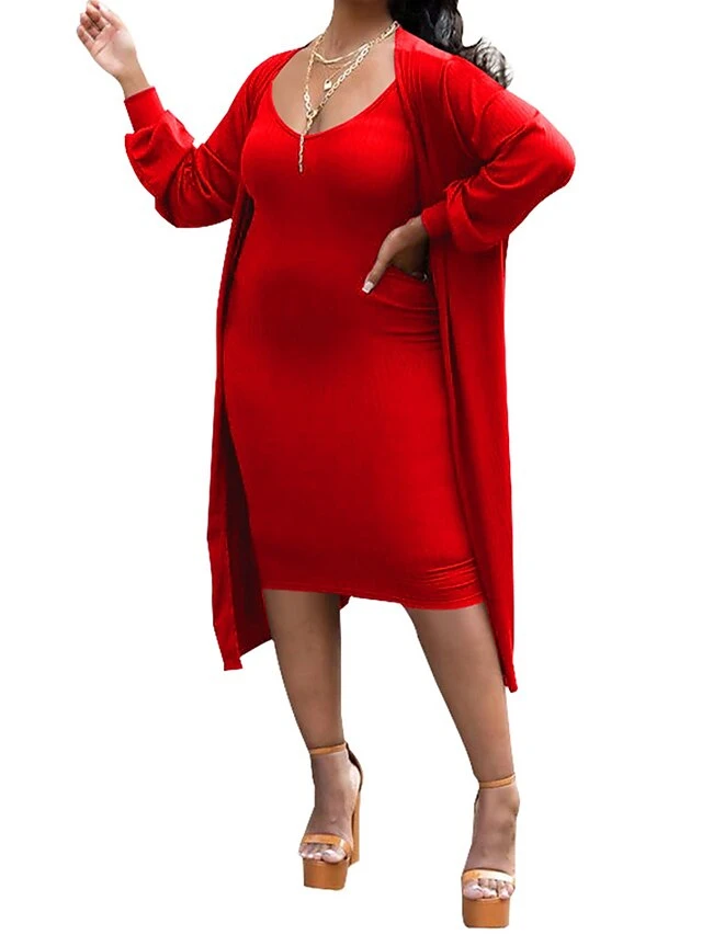 Women's Two Piece Dress Set Casual Dress Skirt Set Home Daily Fashion Streetwear Ribbed Midi Dress Crew Neck Long Sleeve Plain Slim Black White Wine Fall Winter S M L XL XXL 6 Women's Two Piece Dress Set Casual Dress Skirt Set Home Daily Fashion Streetwear Ribbed Midi Dress Crew Neck Long Sleeve Plain Slim Black White Wine Fall Winter S M L XL XXL - Image 6