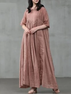 Women's Casual Dress Cotton Linen Dress Swing Dress Long Dress Maxi Dress Black Pink Green Short Sleeve Pure Color Ruched Spring Fall Autumn Crew Neck Elegant Vacation Loose Fit 2022 S M L XL XXL 3XL 19 Women's Casual Dress Cotton Linen Dress Swing Dress Long Dress Maxi Dress Black Pink Green Short Sleeve Pure Color Ruched Spring Fall Autumn Crew Neck Elegant Vacation Loose Fit 2022 S M L XL XXL 3XL -HAYz Clothing Shop dcsqru1629970906987