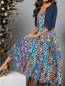 Women's Two Piece Dress Set Casual Dress Swing Dress Outdoor Daily Fashion Elegant Print Midi Dress V Neck Half Sleeve Leaf Ombre Regular Fit Royal Blue Blue Purple Fall Winter S M L XL XXL 6 Women's Two Piece Dress Set Casual Dress Swing Dress Outdoor Daily Fashion Elegant Print Midi Dress V Neck Half Sleeve Leaf Ombre Regular Fit Royal Blue Blue Purple Fall Winter S M L XL XXL -HAYz Clothing Shop ddykcq1697510475764