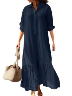 Women's Casual Dress Cotton Dress Swing Dress Maxi Long Dress Cotton Basic Classic Outdoor Daily Vacation Shirt Collar Ruched Button Long Sleeve Spring Fall Winter 2023 Loose Fit Blue Green Khaki 11 Women's Casual Dress Cotton Dress Swing Dress Maxi Long Dress Cotton Basic Classic Outdoor Daily Vacation Shirt Collar Ruched Button Long Sleeve Spring Fall Winter 2023 Loose Fit Blue Green Khaki -HAYz Clothing Shop degxnq1695283867680