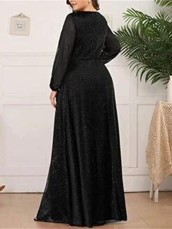 Women's Plus Size Curve Party Dress Sheath Dress Burgundy Dress Solid Color Plain Long Dress Maxi Dress Long Sleeve V Neck Fashion Party Black Wine Fall Winter L XL XXL 3XL 4XL -HAYz Clothing Shop demwam1695018856307