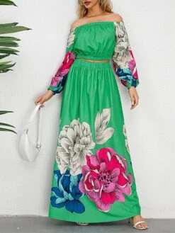 Women's Two Piece Dress Set Casual Dress Skirt Set Daily Going Out Casual Ruched Print Long Dress Maxi Dress Off Shoulder Long Sleeve Floral Regular Fit Blue Green Rose Red Fall Winter S M L XL XXL 32 Women's Two Piece Dress Set Casual Dress Skirt Set Daily Going Out Casual Ruched Print Long Dress Maxi Dress Off Shoulder Long Sleeve Floral Regular Fit Blue Green Rose Red Fall Winter S M L XL XXL -HAYz Clothing Shop dgdbmj1692339431064