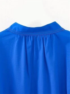Women's Shirt Dress Casual Dress Mini Dress Outdoor Daily Polyester Basic Classic Stand Collar Ruffle Button Long Sleeve Fall Winter 2023 Loose Fit Blue Pure Color XS S M L -HAYz Clothing Shop dgqnxm1695367375954
