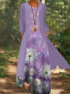 Women's Dress Set Two Piece Dress Church Dress Long Dress Maxi Dress White Red Blue Long Sleeve Floral Print Summer Spring Crew Neck Modern Winter Dress Fall Dress Loose Fit 2023 M L XL XXL 3XL 4XL -HAYz Clothing Shop dhdhuc1634096384495