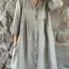 Women's Shirt Dress Casual Dress Cotton Linen Dress Midi Dress Cotton Blend Daily Classic Outdoor Daily Vacation Shirt Collar Button Pocket Long Sleeve Summer Spring 2023 Loose Fit Black White Green