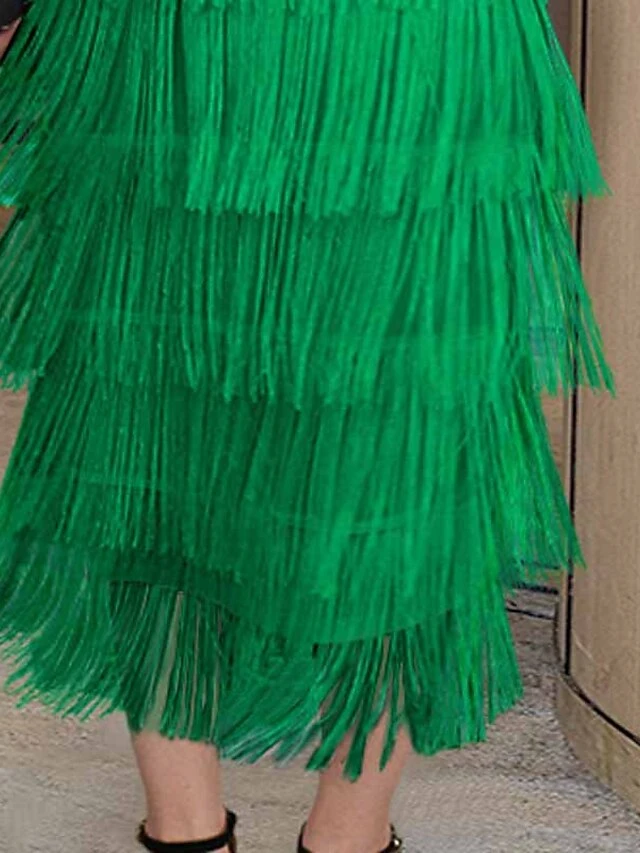 Women‘s Plus Size Curve Party Dress Solid Color Off Shoulder Short Sleeve Spring Fall Elegant Formal Midi Dress Formal Party Dress Fringe Dress 3 Women‘s Plus Size Curve Party Dress Solid Color Off Shoulder Short Sleeve Spring Fall Elegant Formal Midi Dress Formal Party Dress Fringe Dress - Image 3