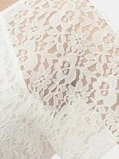 Women's Plus Size Party Dress Lace Dress Cocktail Dress Midi Dress White Short Sleeve Pure Color Lace Spring Fall Winter V Neck Fashion Birthday Wedding Guest Vacation 2023 XL XXL 3XL 4XL -HAYz Clothing Shop dlasvf1693535471147