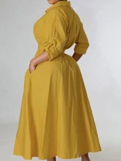 Women's Casual Dress Swing Dress Long Dress Maxi Dress Blue Yellow Orange Long Sleeve Pure Color Pocket Winter Fall Autumn Shirt Collar Winter Dress Weekend Fall Dress Loose Fit 2023 S M L XL XXL -HAYz Clothing Shop dlxhnq1656671618024