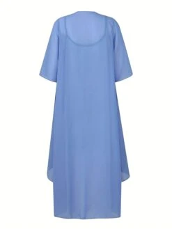 Women's Two Piece Dress Set Casual Dress Swing Dress Daily Date Fashion Streetwear Print Midi Dress Strap 3/4 Length Sleeve Floral Loose Fit Blue Green Fall Winter S M L XL XXL -HAYz Clothing Shop dmmprw1693805458049