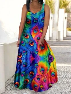 Women‘s Plus Size Curve Casual Dress Swing Dress Strap Dress Peacock Feather Long Dress Maxi Dress Sleeveless Print Strap Romantic Daily Deep Green Multicolor Summer Spring L XL XXL 3XL 4XL 19 Women‘s Plus Size Curve Casual Dress Swing Dress Strap Dress Peacock Feather Long Dress Maxi Dress Sleeveless Print Strap Romantic Daily Deep Green Multicolor Summer Spring L XL XXL 3XL 4XL -HAYz Clothing Shop dnjral1679902265141