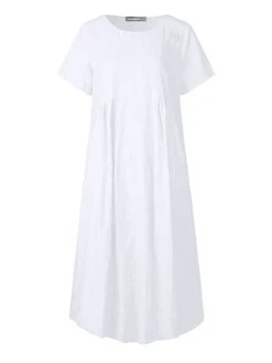 Women's Casual Dress Cotton Linen Dress Shift Dress Midi Dress Cotton Blend Basic Casual Daily Holiday Vacation Crew Neck Pocket Short Sleeve Summer Spring 2023 Loose Fit White Pink Blue Pure Color S 11 Women's Casual Dress Cotton Linen Dress Shift Dress Midi Dress Cotton Blend Basic Casual Daily Holiday Vacation Crew Neck Pocket Short Sleeve Summer Spring 2023 Loose Fit White Pink Blue Pure Color S -HAYz Clothing Shop dnubim1657786380891